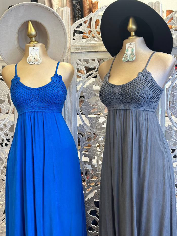 Crochet Top Maxi Dress - Estira, Stretchy