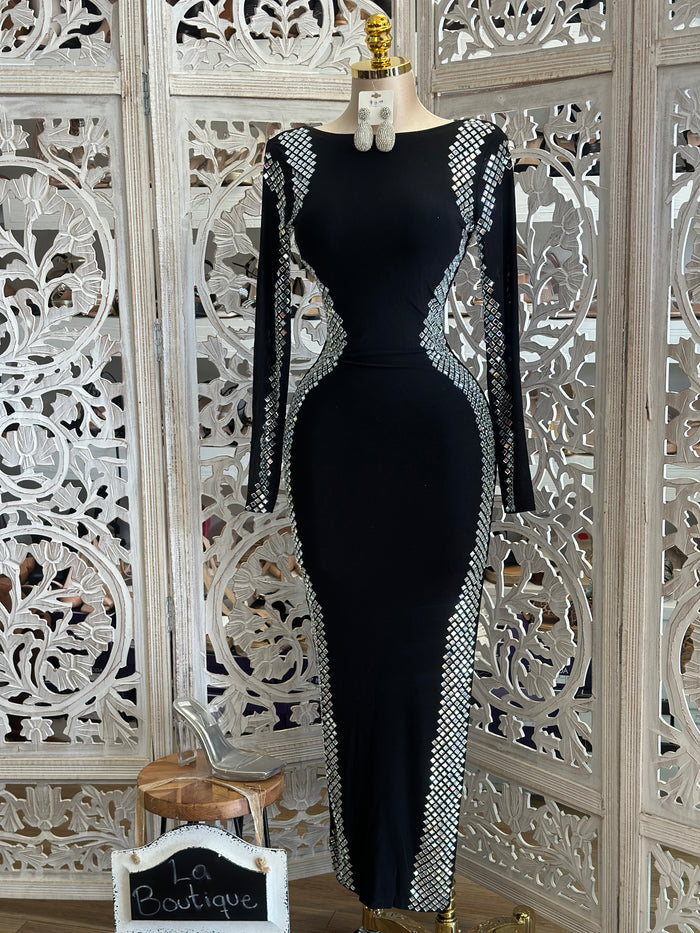Curvy Sequin Lined Formal Dress- Stretchy,Estira