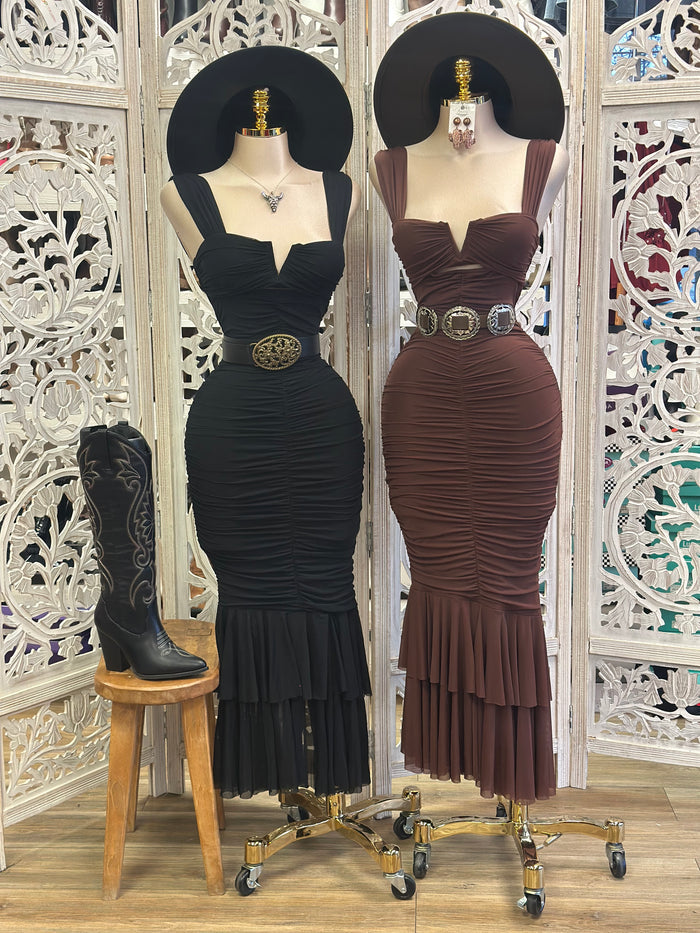 Cuts Midi Elegant Dress- Estira, Stretchy