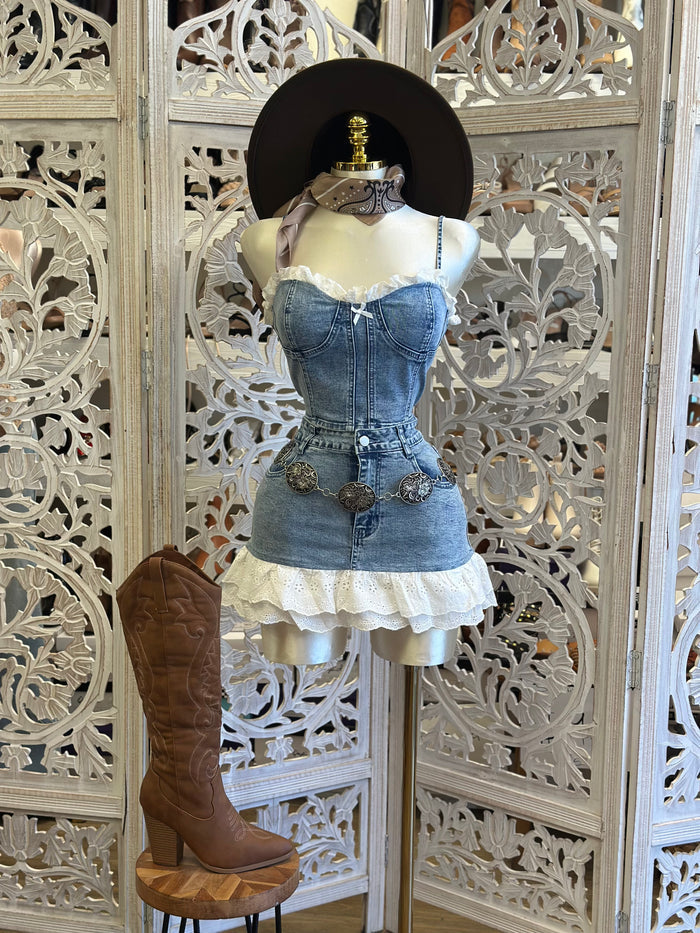 Cutsie Denim set- Estira, Stretchy