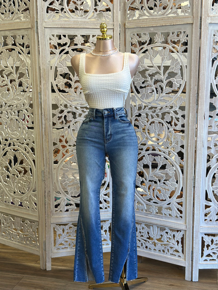 Dark Wash Slit Jeans