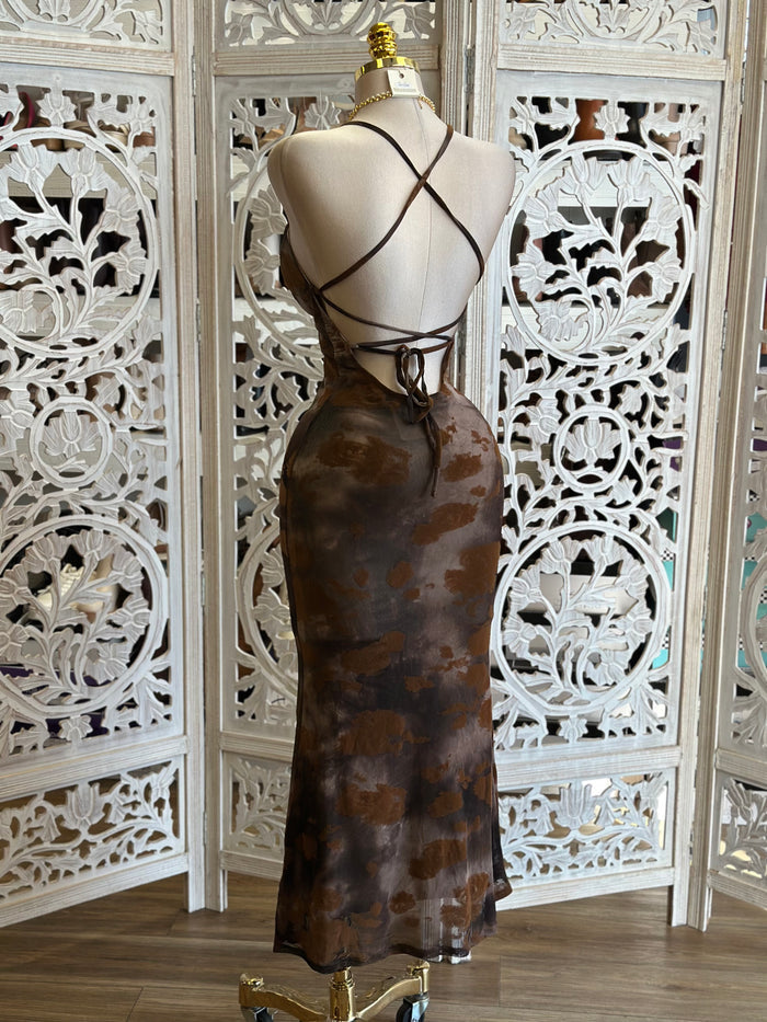 Deep Tie Dye Cross Back Dress-Stretchy,Estira