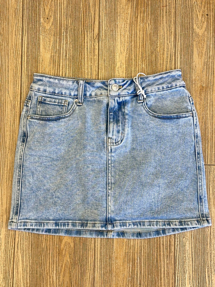 Denim Mini Skirt-  Stretchy ,  Estira