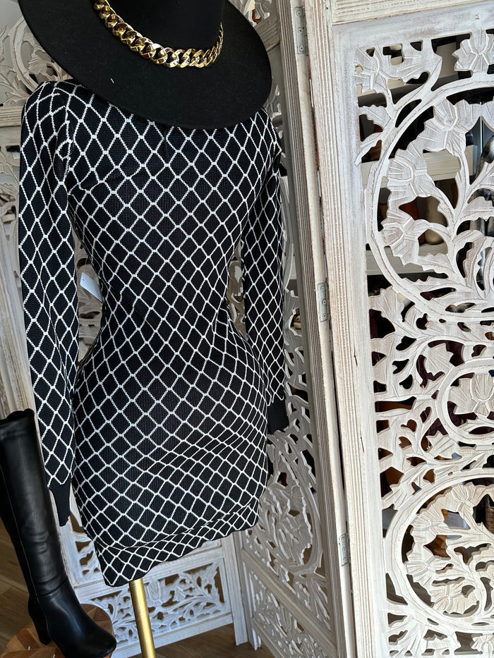 Diamond Pattern Sweater Dress
