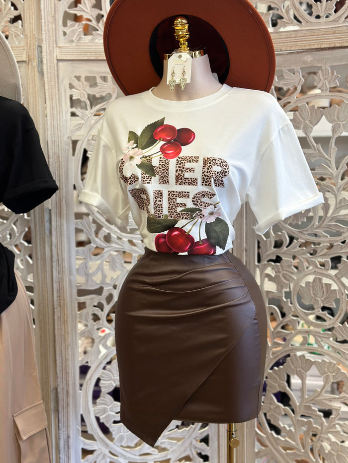 Draped Brown Mini Skirt- Estira, Stretchy