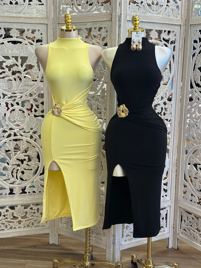 Draped Midi Dress- Estira, Stretchy
