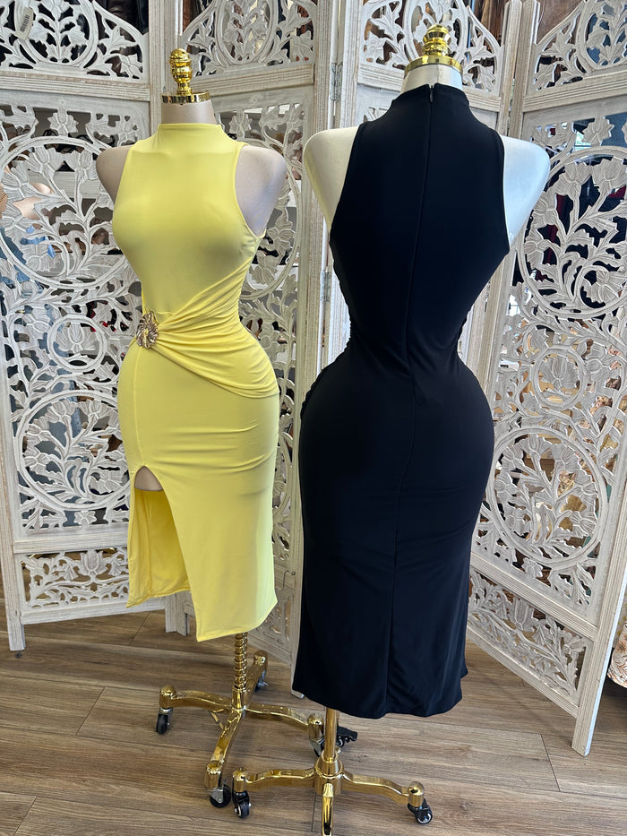 Draped Midi Dress- Estira, Stretchy
