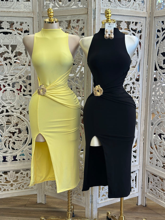 Draped Midi Dress- Estira, Stretchy