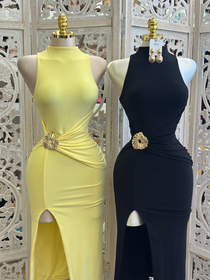 Draped Midi Dress- Estira, Stretchy