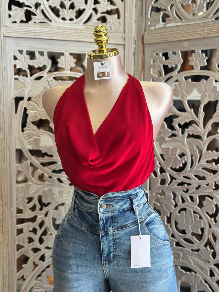 Draped Open Back Top- Estira, Stretchy