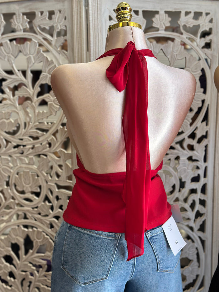 Draped Open Back Top- Estira, Stretchy