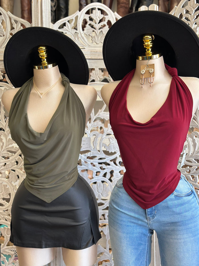 Draped Twisted Blouse- Estira, Stretchy