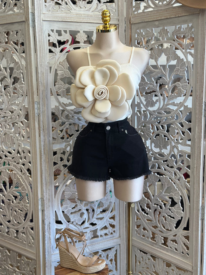 Enlarged Flower Top- Estira, Stretchy