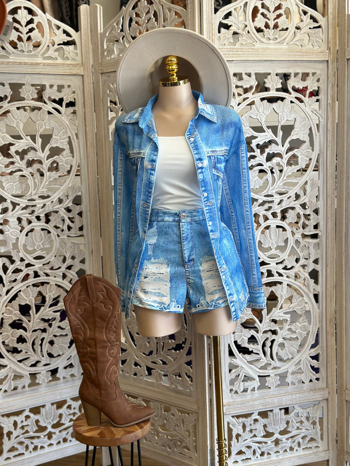 Faux Denim Print Set- Spandex Stretchy(not real denim), Licra Estira(imitación mezclilla)