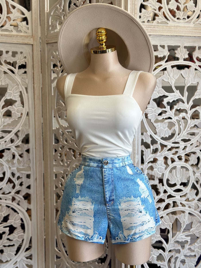 Faux Denim Print Set- Spandex Stretchy(not real denim), Licra Estira(imitación mezclilla)