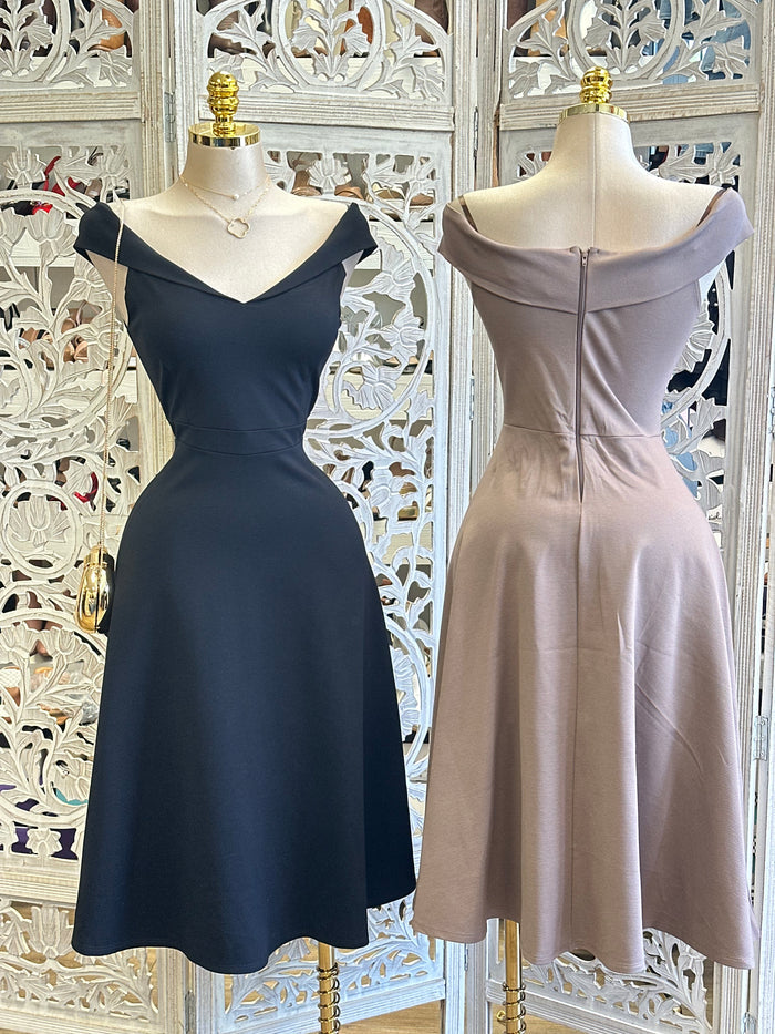 Fit and Flare Midi Dress -Estira, Stretchy