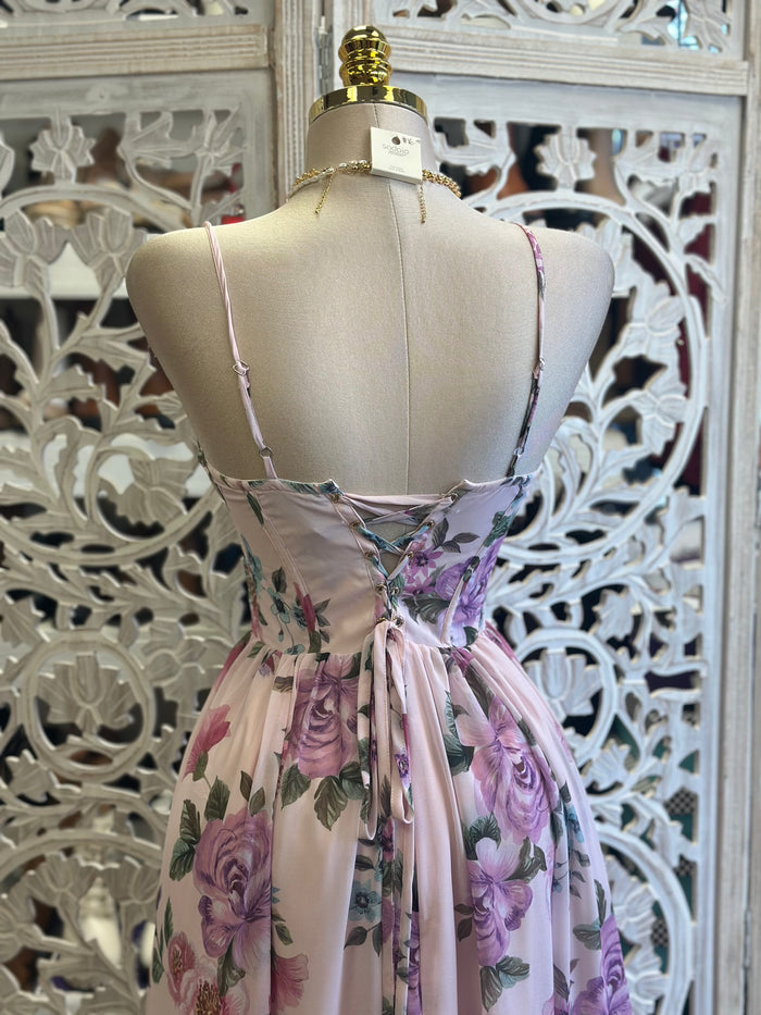 Floral Dream Corset Dress-Not Stretchy,No Estira