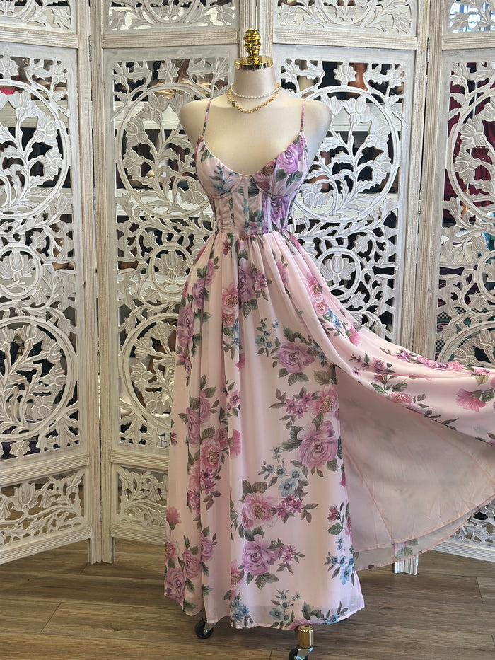 Floral Dream Corset Dress-Not Stretchy,No Estira