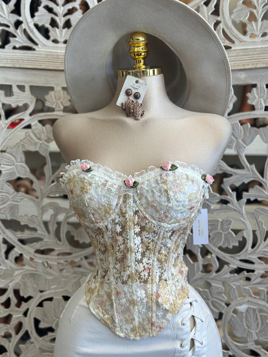 Floral Dream Corset Top- Estira, Stretchy