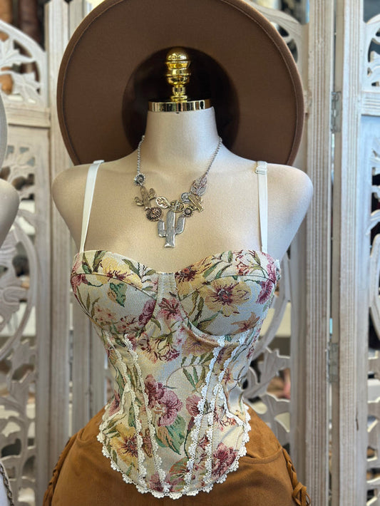 Floral Lace Detail Corset Top