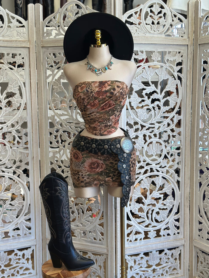 Flower Cheetah Print Mini Set- Estira Poco, Slightly Stretchy