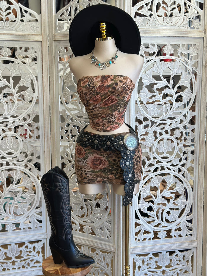 Flower Cheetah Print Mini Set- Estira Poco, Slightly Stretchy