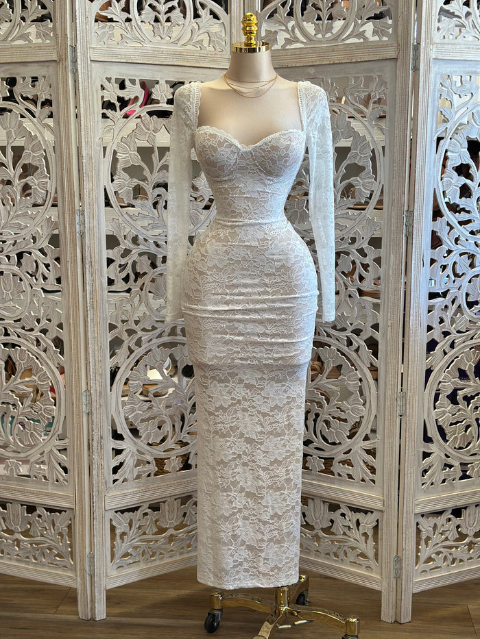 Full Lace Heartline Midi Dress - Estira, Stretchy