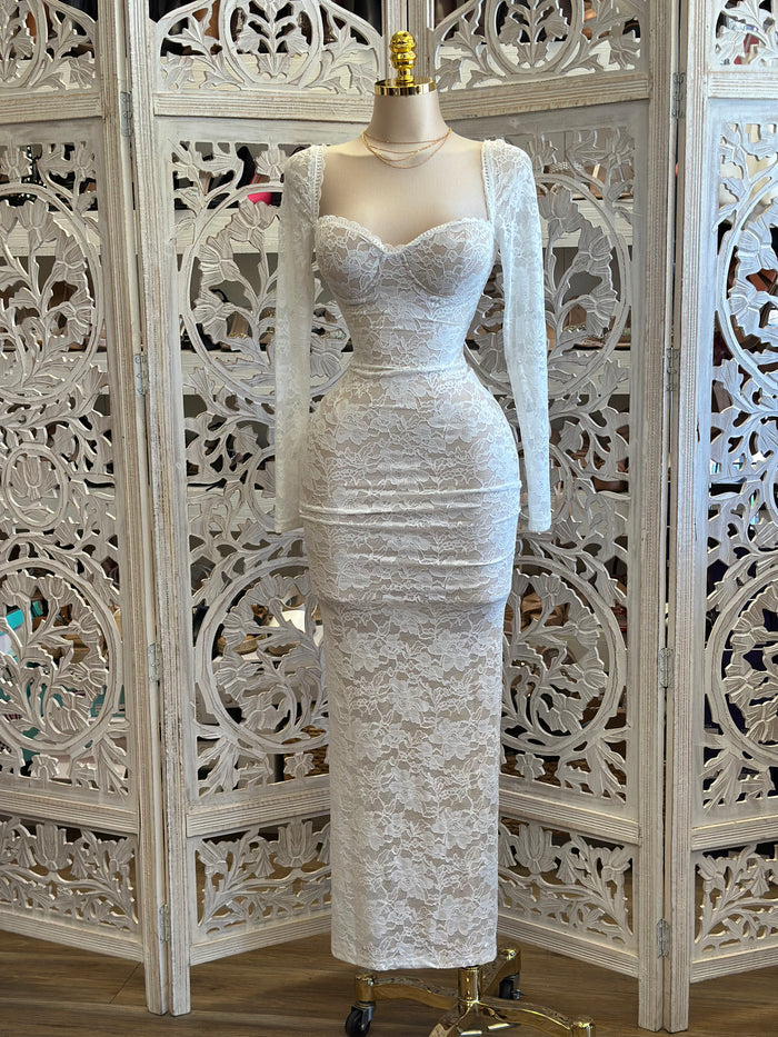 Full Lace Heartline Midi Dress - Estira, Stretchy