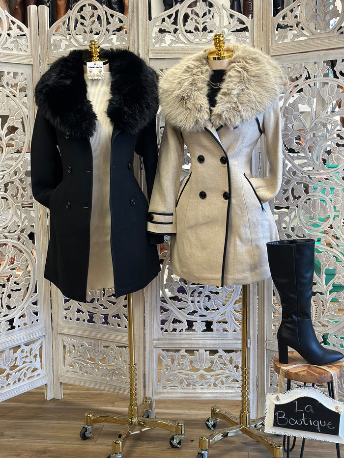 Fur Lined Button Coat- Not Stretchy, No Estira