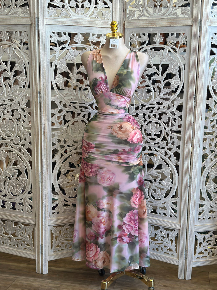 Garden Flow Brushed Dress-Estira, Stretchy