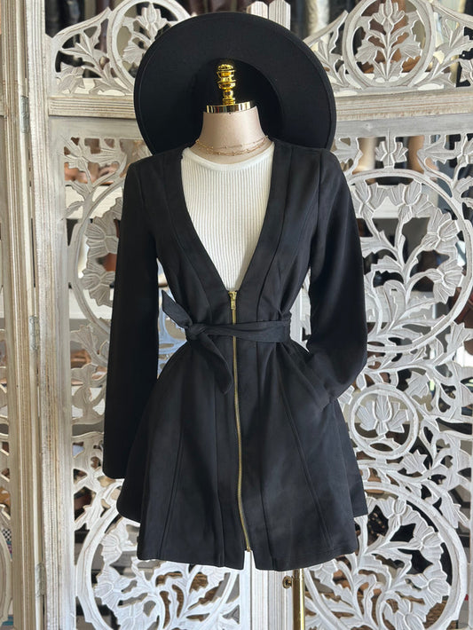 Gold Zip Suede Coat
