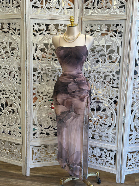 Gradient Floral Mesh Dress - Estira , Stretchy