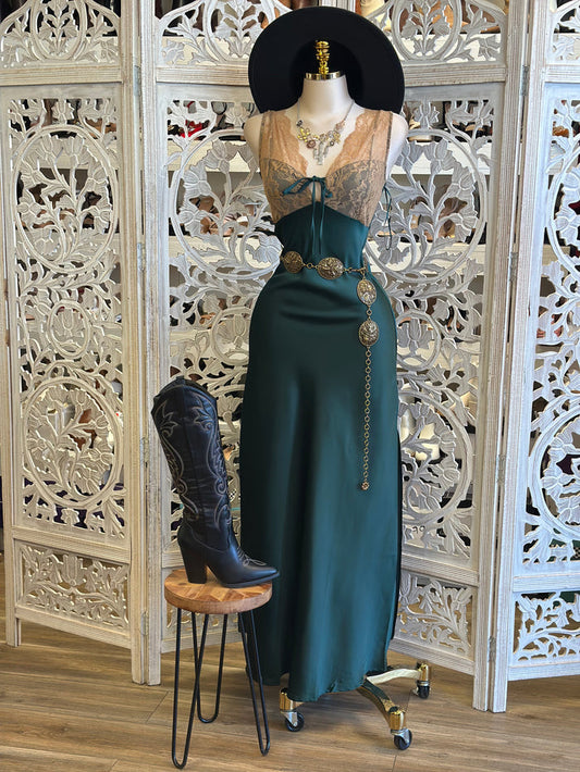 Green Lace Madalynn Dress- Not Stretchy, No Estira