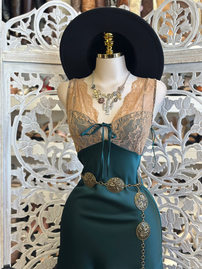 Green Lace Madalynn Dress- Not Stretchy, No Estira