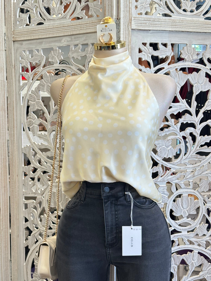 Halter Polka Satin Top - Estira, Stretchy
