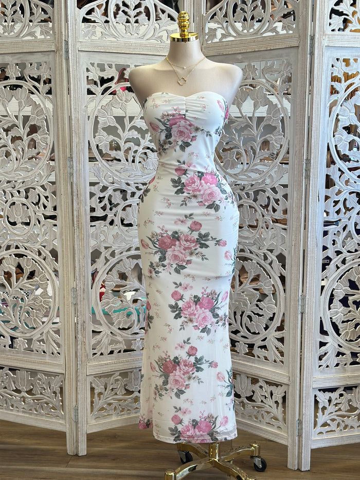 Heartline Pastel Floral Maxi Dress- Stretchy, Estira