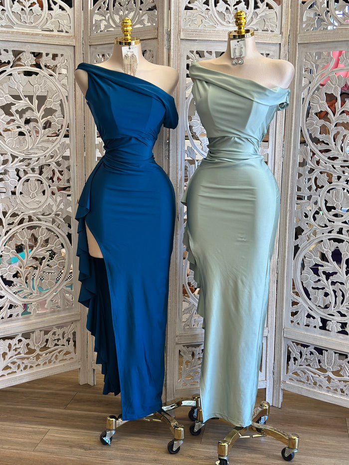 High Slit Asymmetrical Dress - Estira, Stretchy