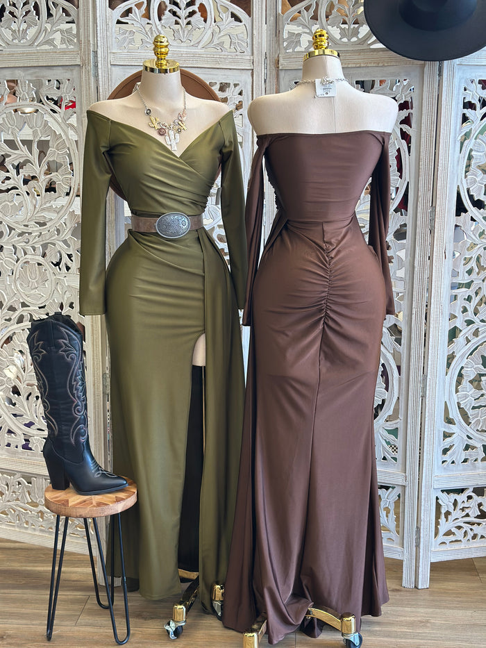 High Slit Wrapped Dress - Estira, Stretchy