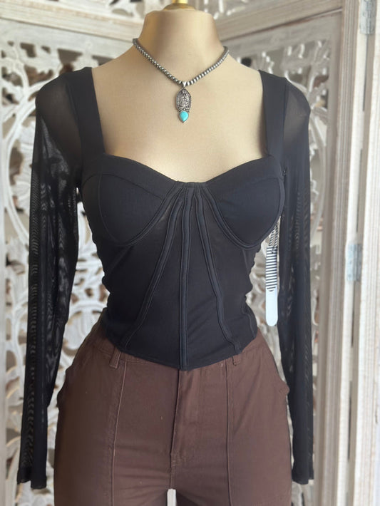 Mesh Long Sleeve Top
