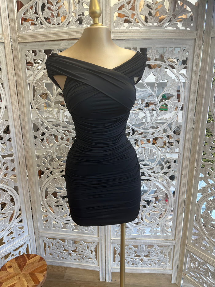 Black Crossed Mini Dress