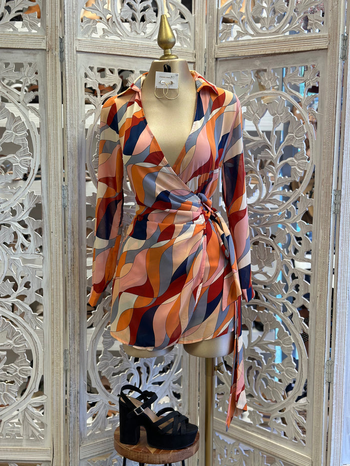 Abstract Cross Front Dress