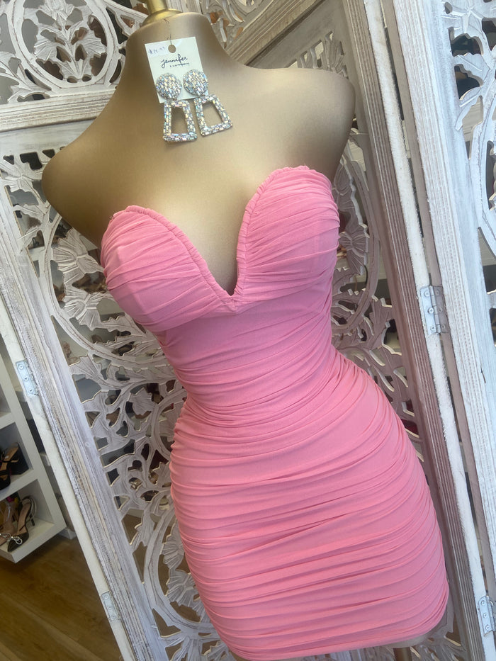 Pink Heart Lined Mini Dress