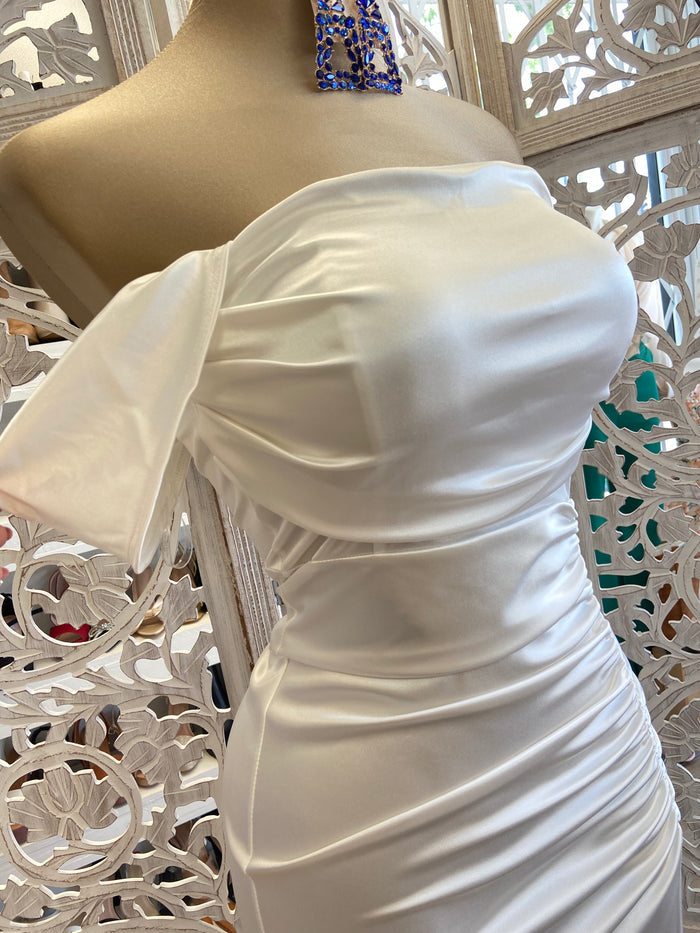 White Formal Ruched Dress