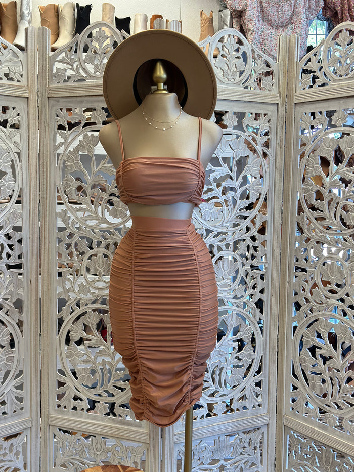 Taupe Ruched Set