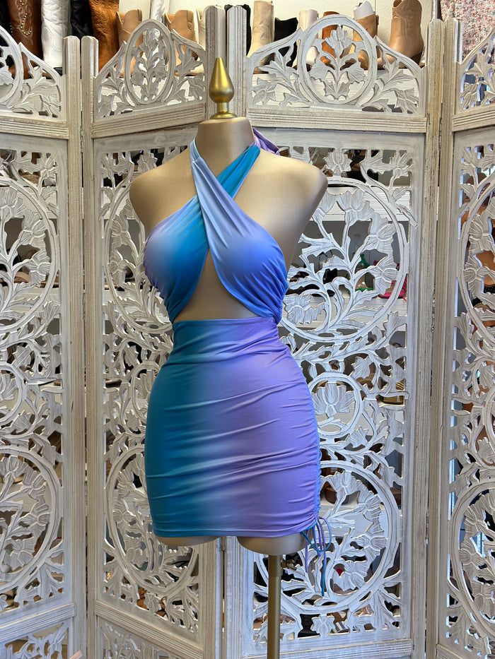 Ombré Cross Front Mini Dress