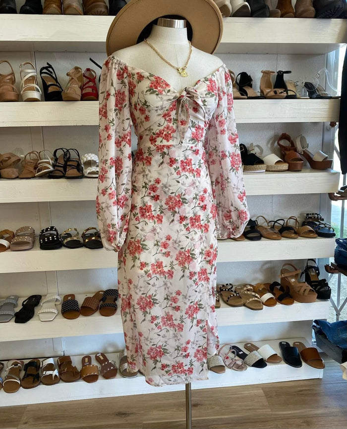 Tie Front Pink Floral Dress