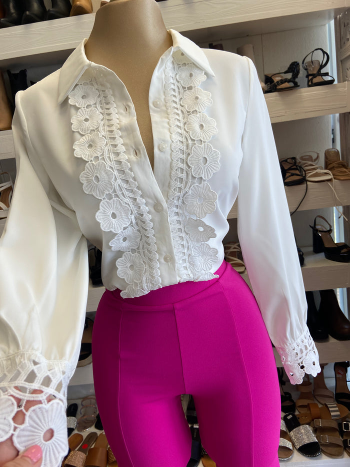 Lace Button Top