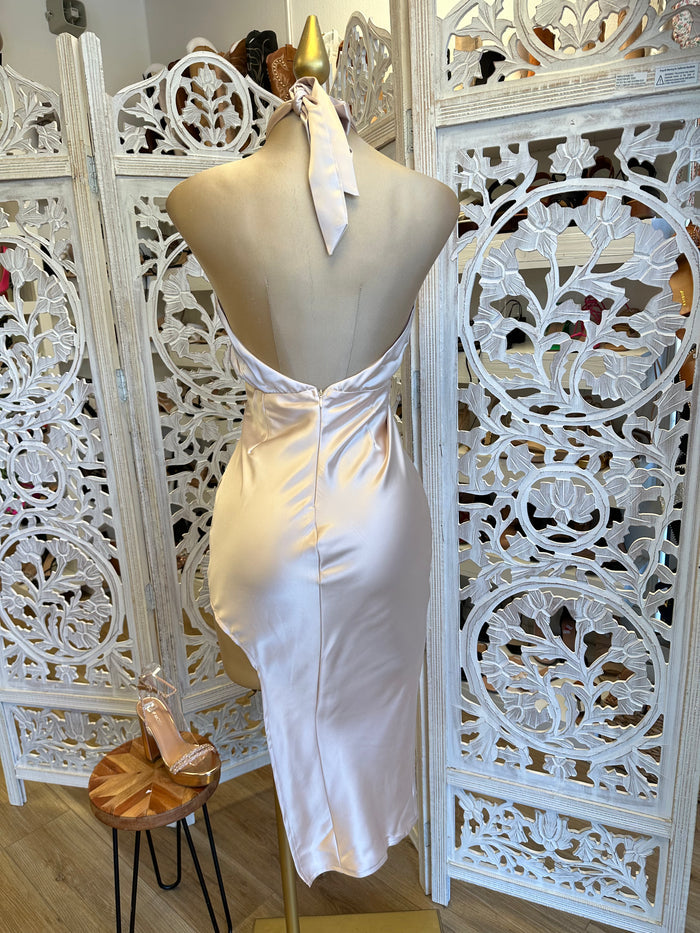Champagne Chain Halter Neck Dress