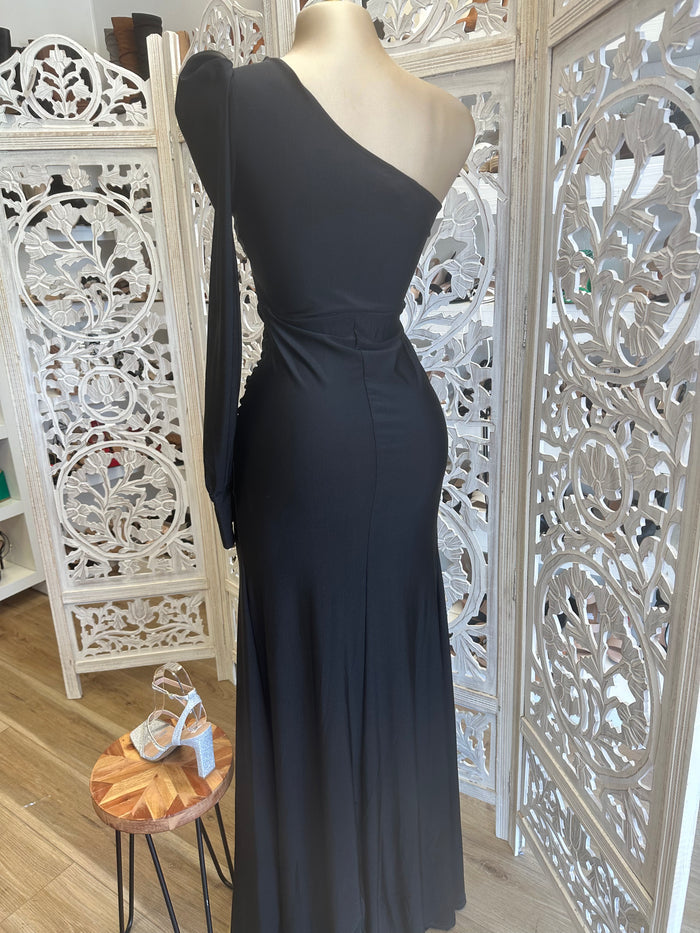Black Puff Sleeve Formal Dress