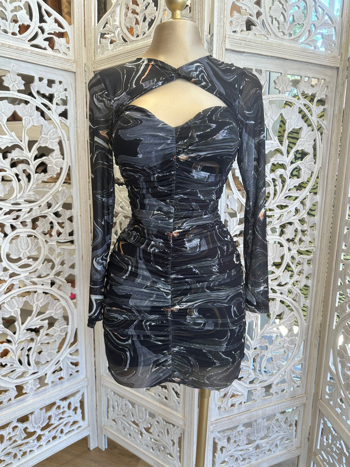 Black Pattern Cutout Dress